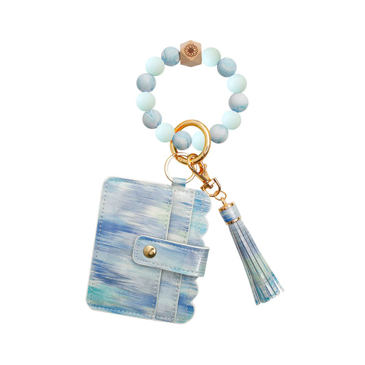Handmade Luminous Silicone Beads Keychain with Card Holder