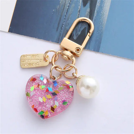 Acrylic Pearl Love Keychain Pendant for Headphones